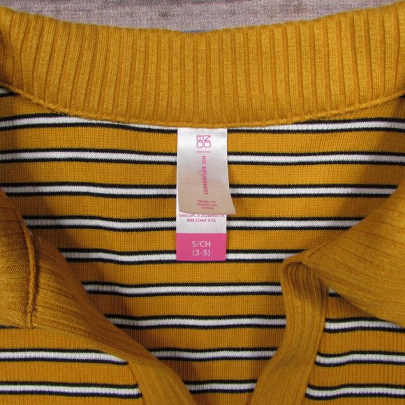 NOBO Gold Striped Pullover Juniors Small Collared V Neck Short Sleeve Top - Picture 4 of 5